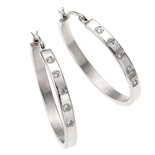 Ohrringe Edelstahl 3,5cm Zirkonia