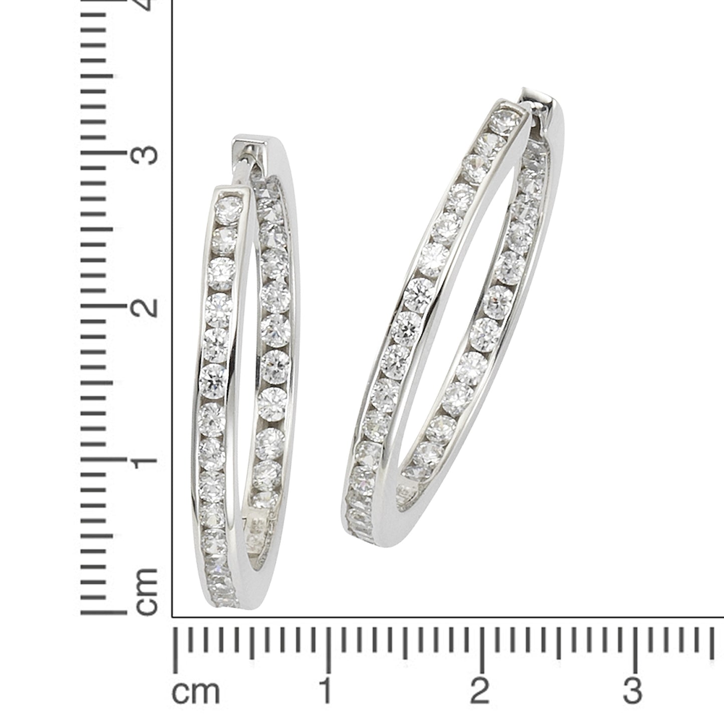 Ohrring 925/- Sterling Silber rhodiniert 3,2cm Zirkonia