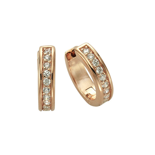 Ohrring 925/- Sterling Silber rotvergoldet 1,5cm Zirkonia