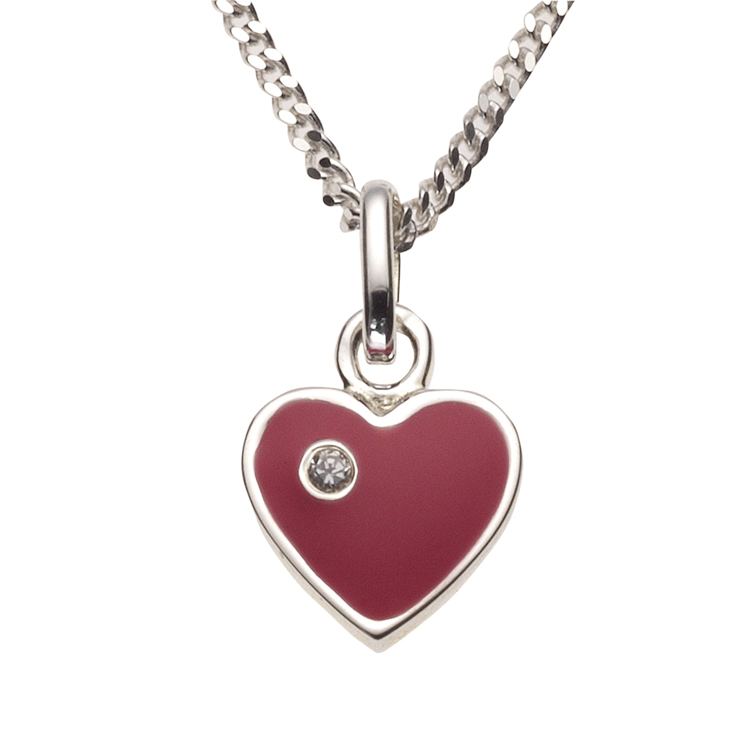 Anhänger mit Kette Flachpanzerkette 925/- Sterling Silber 38,0cm Zirkonia