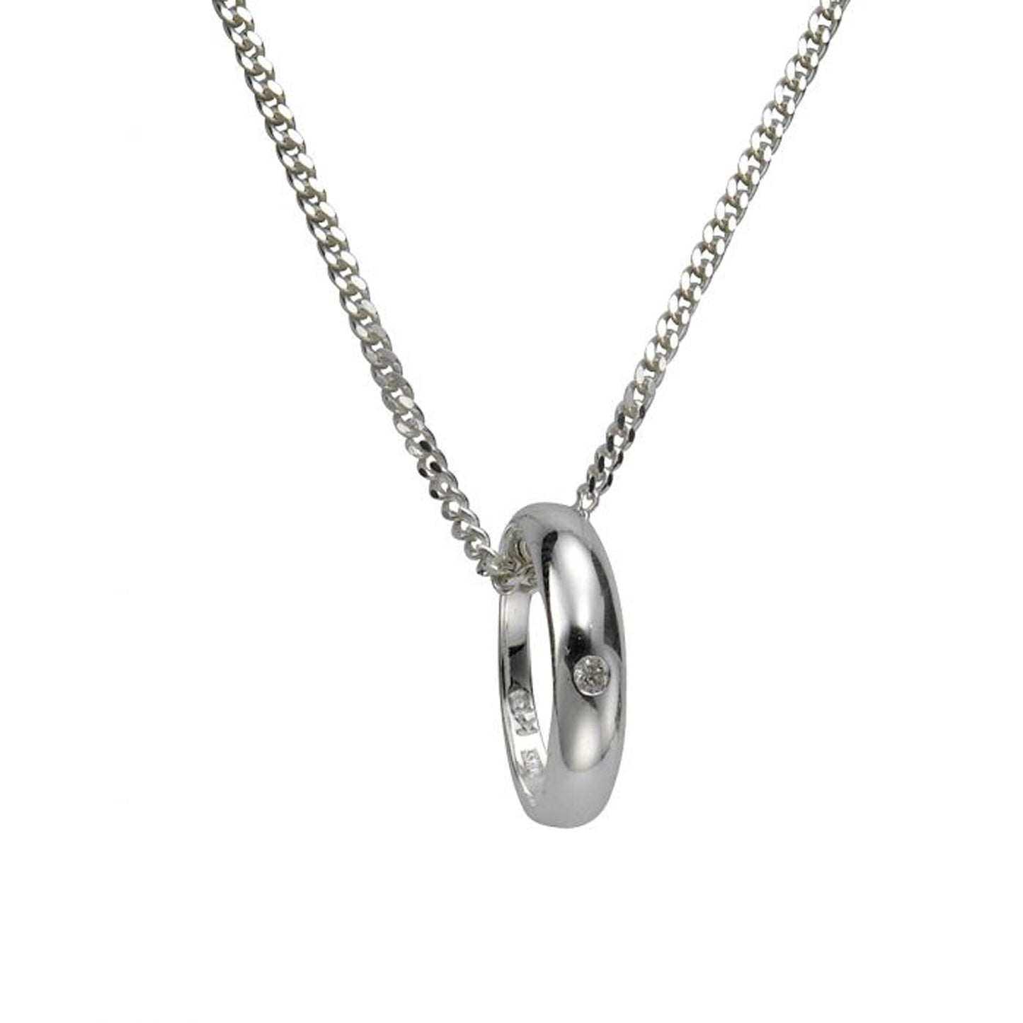 Halskette Panzerkette 925/- Sterling Silber 38,0cm Diamant 0,01 ct.