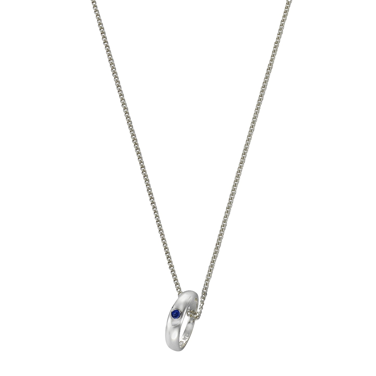 Halskette Flachpanzerkette 925/- Sterling Silber 38,0cm Saphir