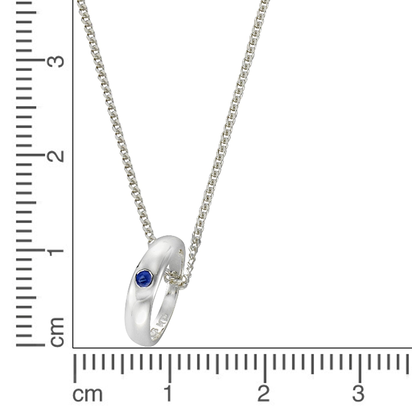 Halskette Flachpanzerkette 925/- Sterling Silber 38,0cm Saphir