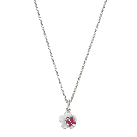 Anhänger mit Kette Flachpanzerkette 925/- Sterling Silber rhodiniert 38,0cm Zirkonia