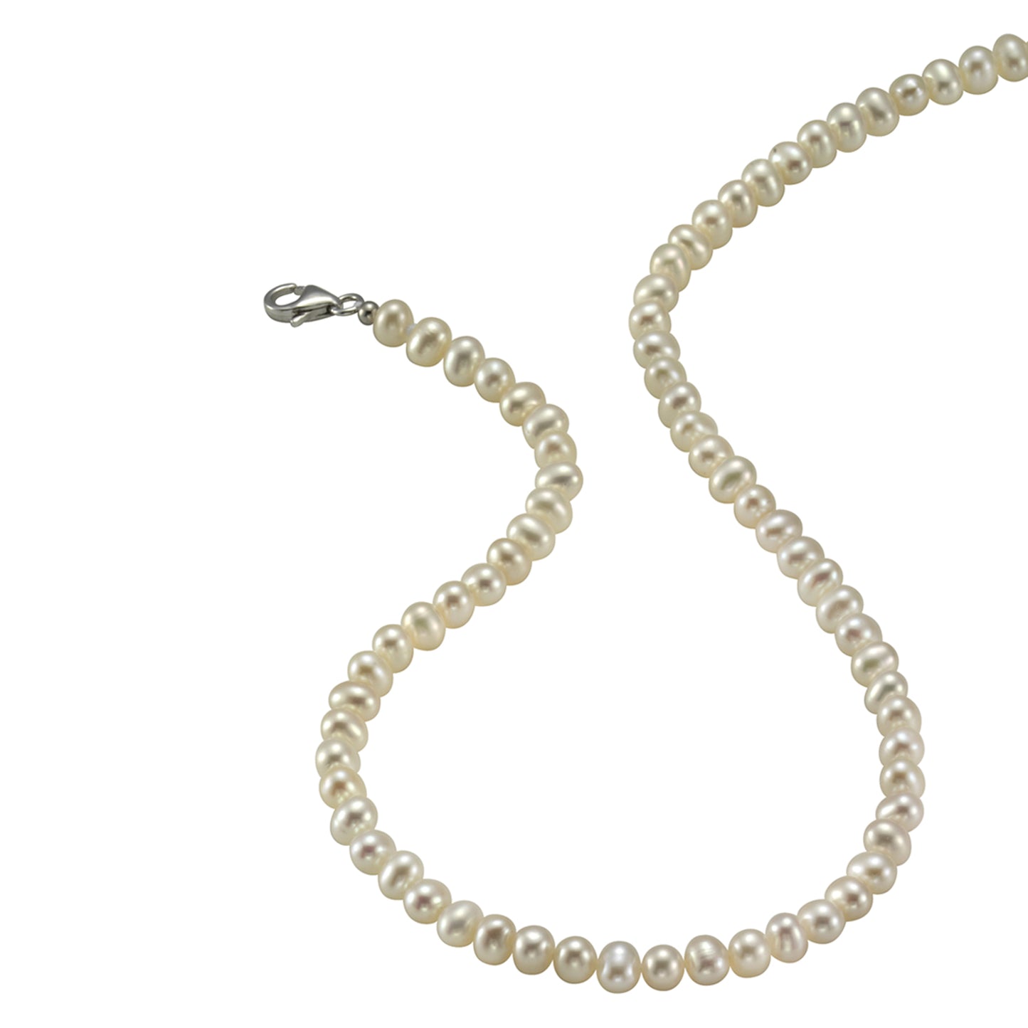 Collier Perlkette 925/- Sterling Silber rhodiniert 45,0cm Süßwasserzuchtperle