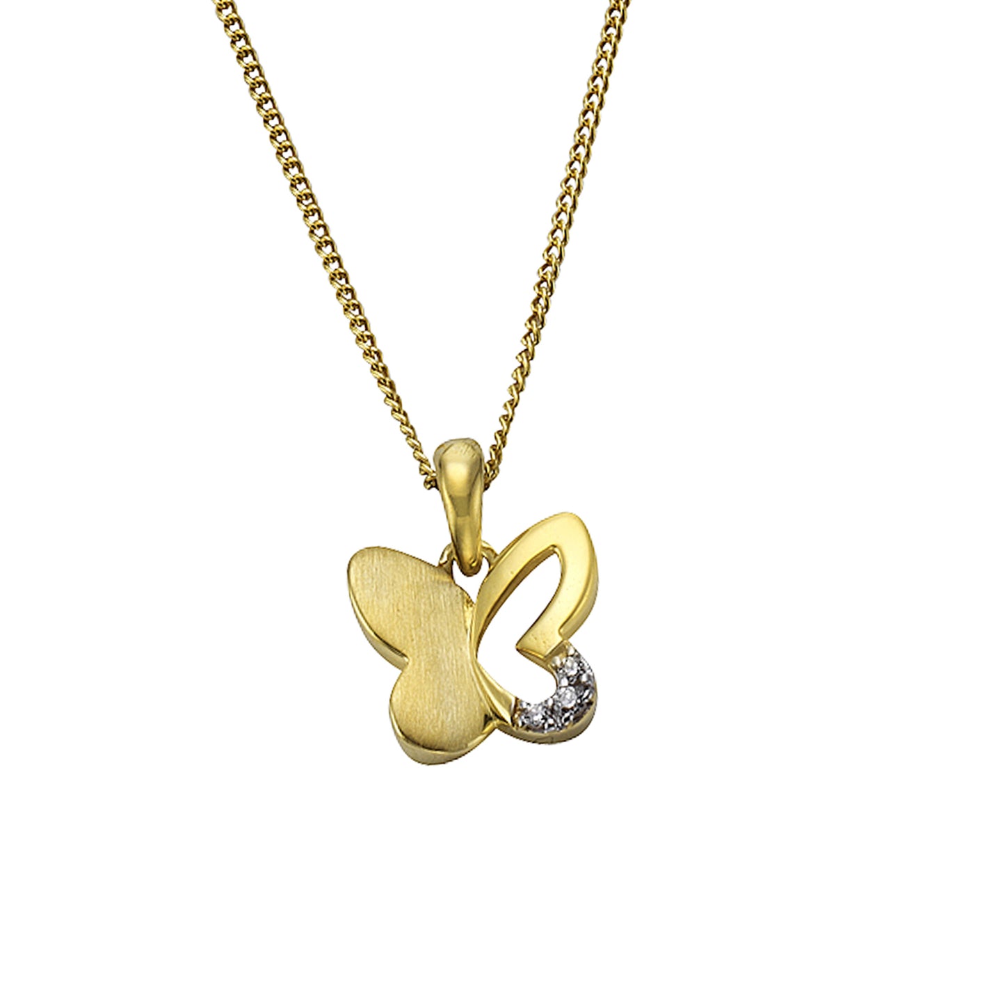 Halskette Flachpanzerkette 333/- Gold rhodiniert (teil) 38,0cm Zirkonia