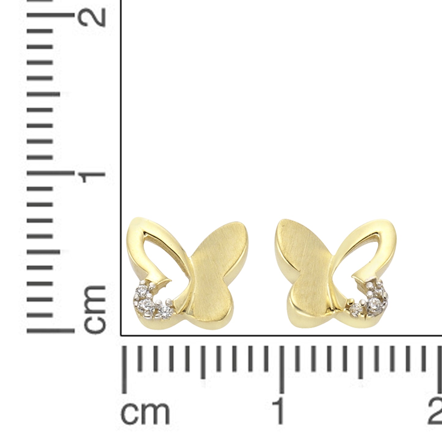 Ohrringe 333/- Gold rhodiniert (teil) 0,6cm Zirkonia