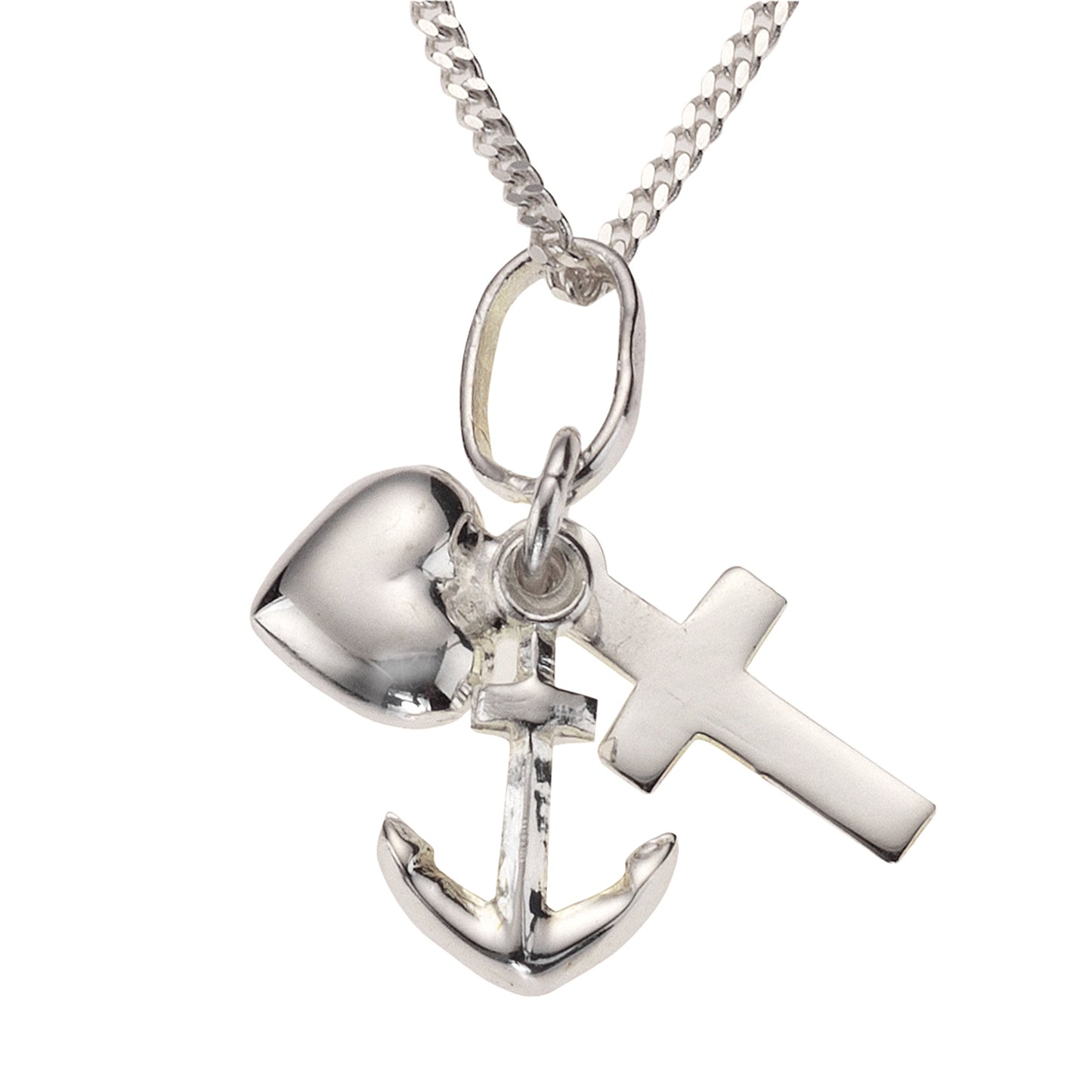 Anhänger mit Kette Flachpanzerkette 925/- Sterling Silber 38,0cm ohne Stein