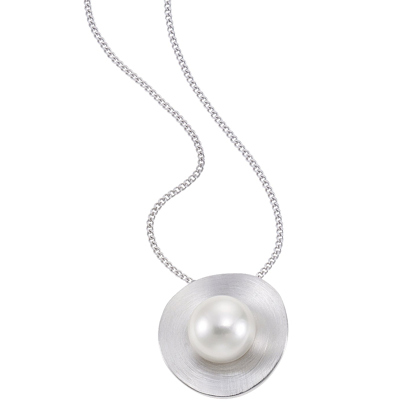 Halskette Panzerkette 925/- Sterling Silber rhodiniert 45cm Perle