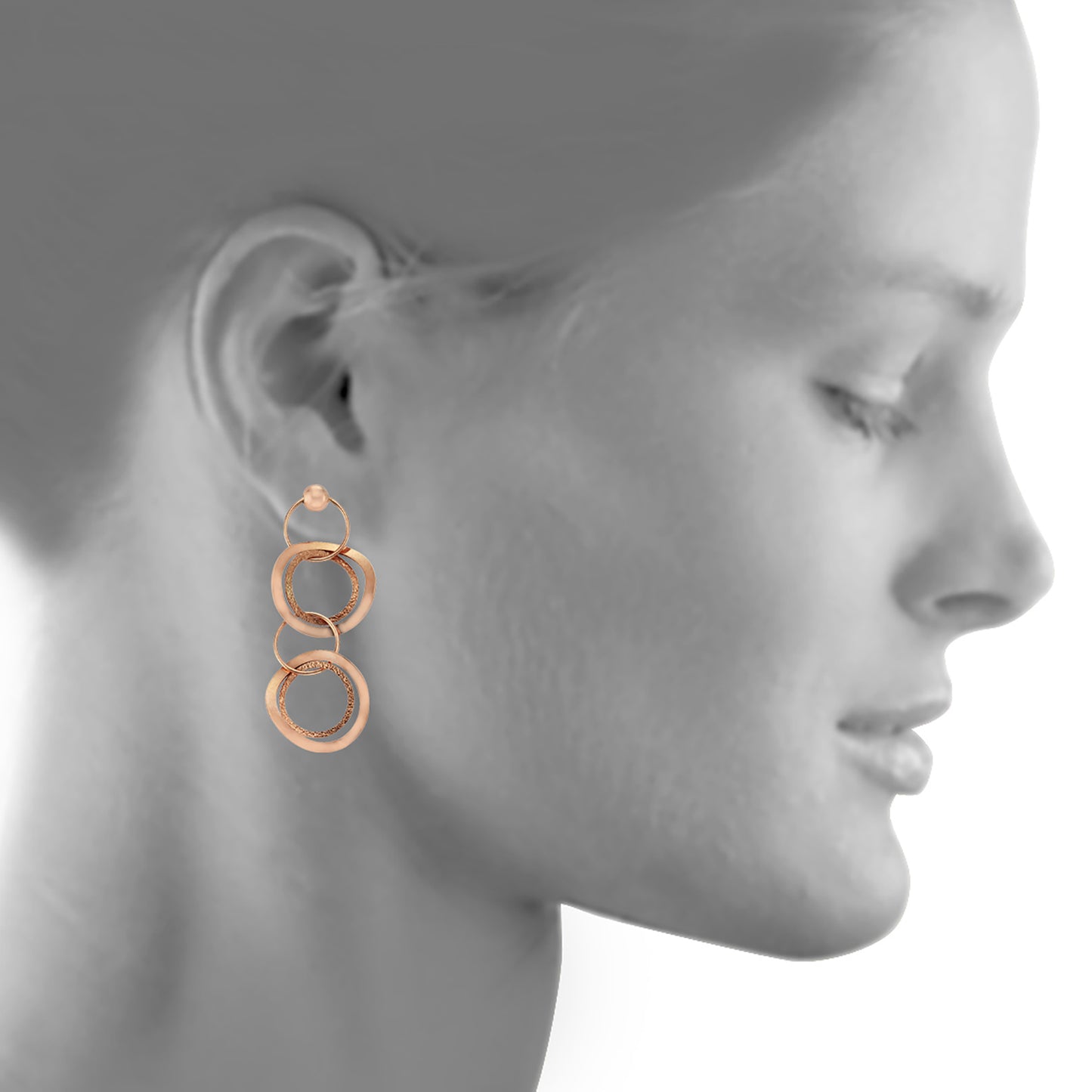 Ohrringe 925/- Sterling Silber rotvergoldet 5cm ohne