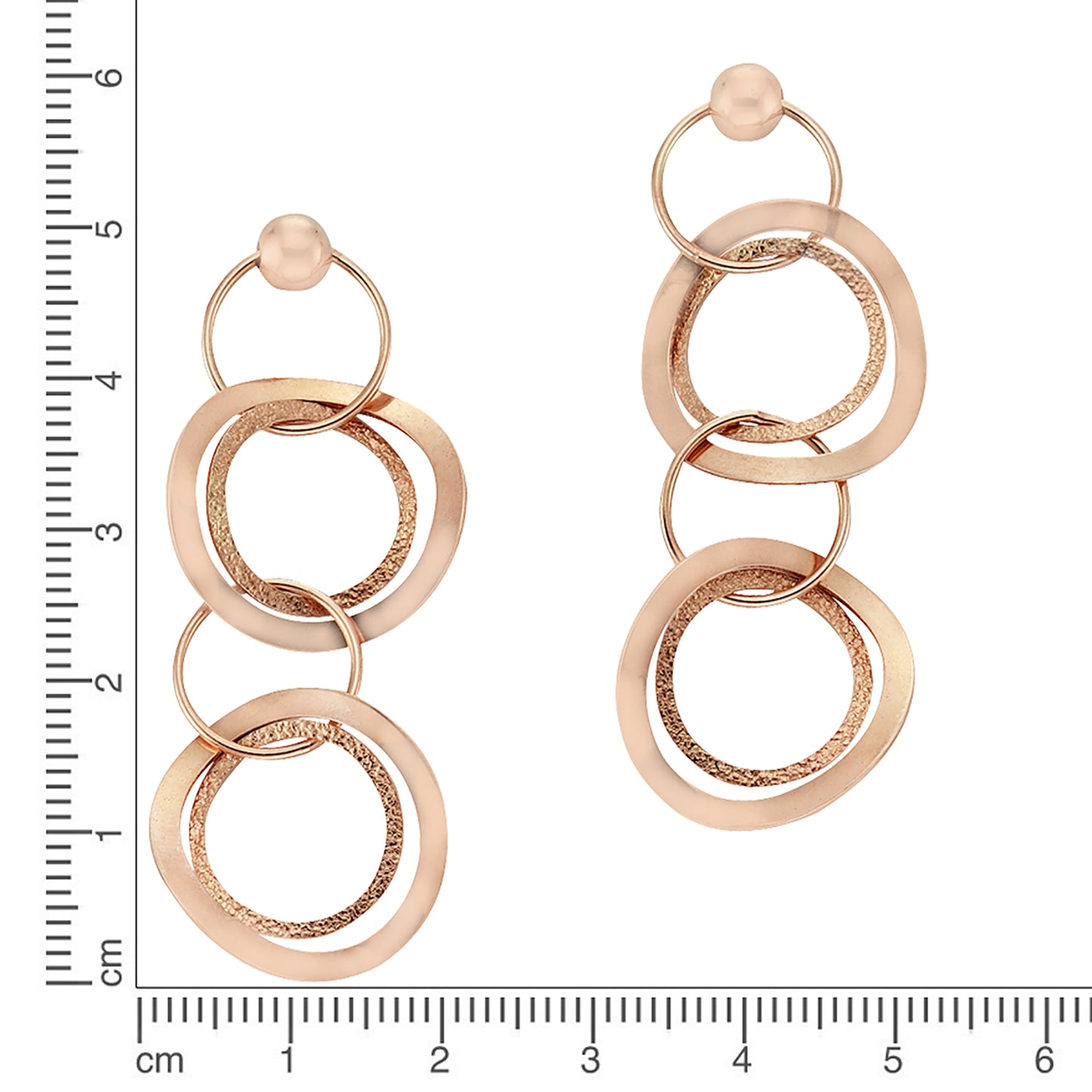 Ohrringe 925/- Sterling Silber rotvergoldet 5cm ohne