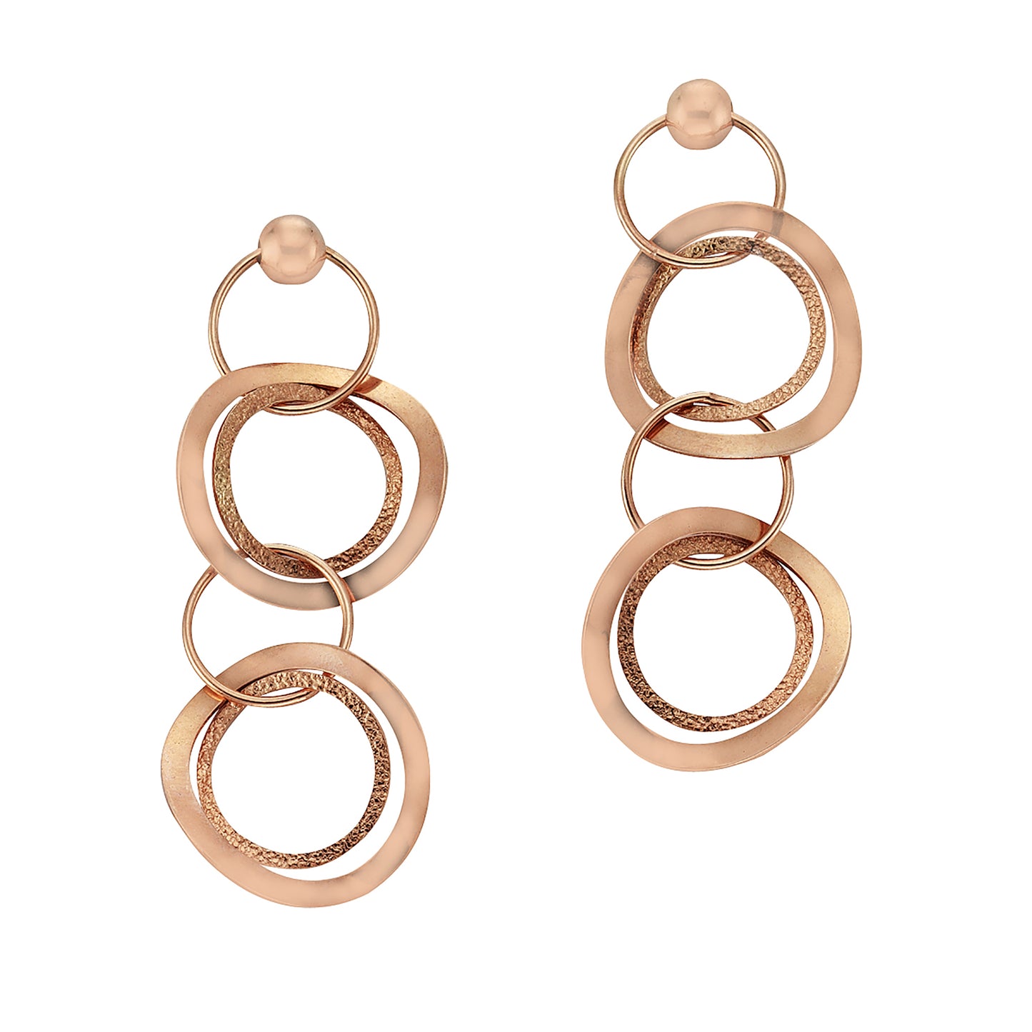 Ohrringe 925/- Sterling Silber rotvergoldet 5cm ohne