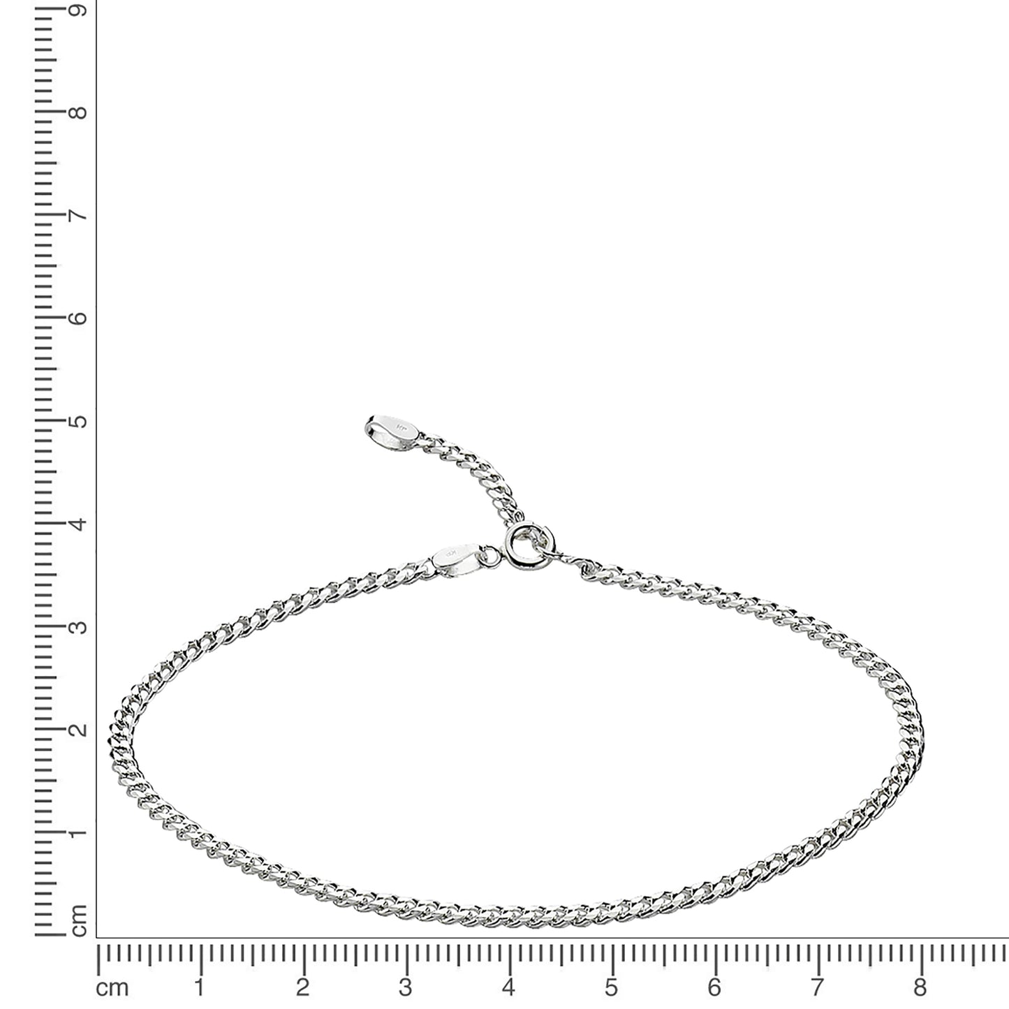 Fußkette Flachpanzerkette 925/- Sterling Silber 26,0cm ohne