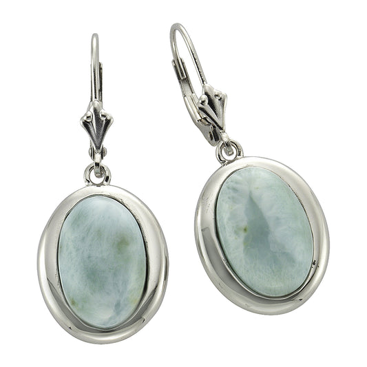 Ohrringe 925/- Sterling Silber rhodiniert 3,4cm Larimar