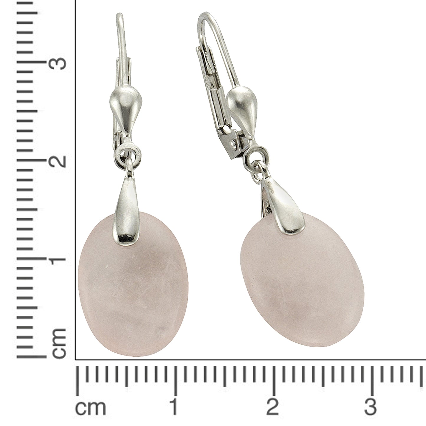 Ohrringe 925/- Sterling Silber rhodiniert 3,4cm Rosenquarz
