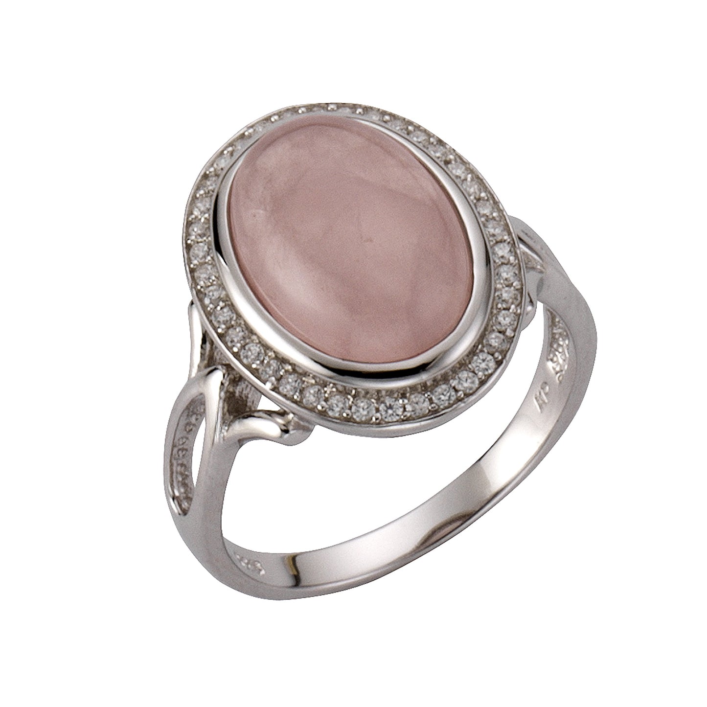 Ring 925/- Sterling Silber rhodiniert Rosenquarz