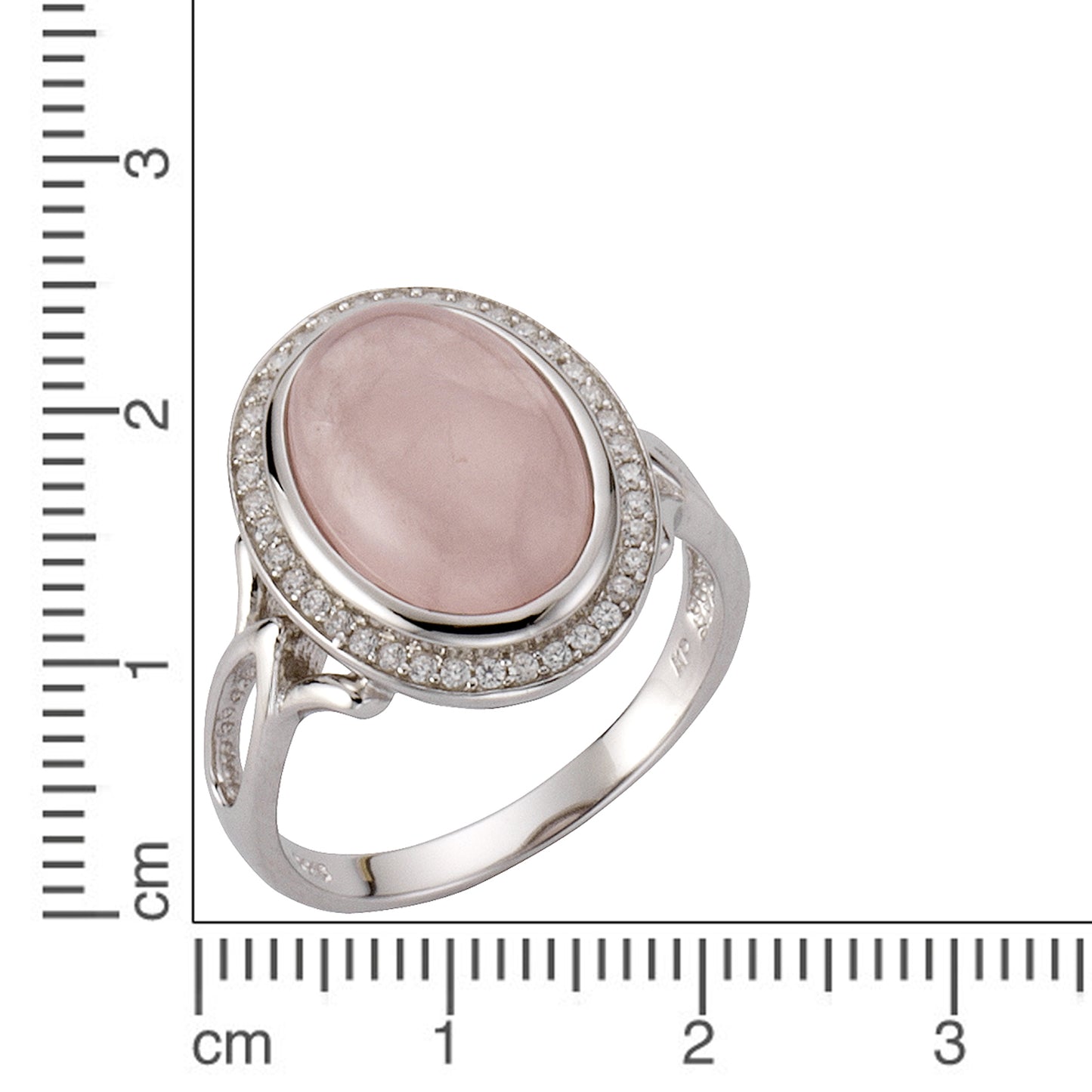 Ring 925/- Sterling Silber rhodiniert Rosenquarz