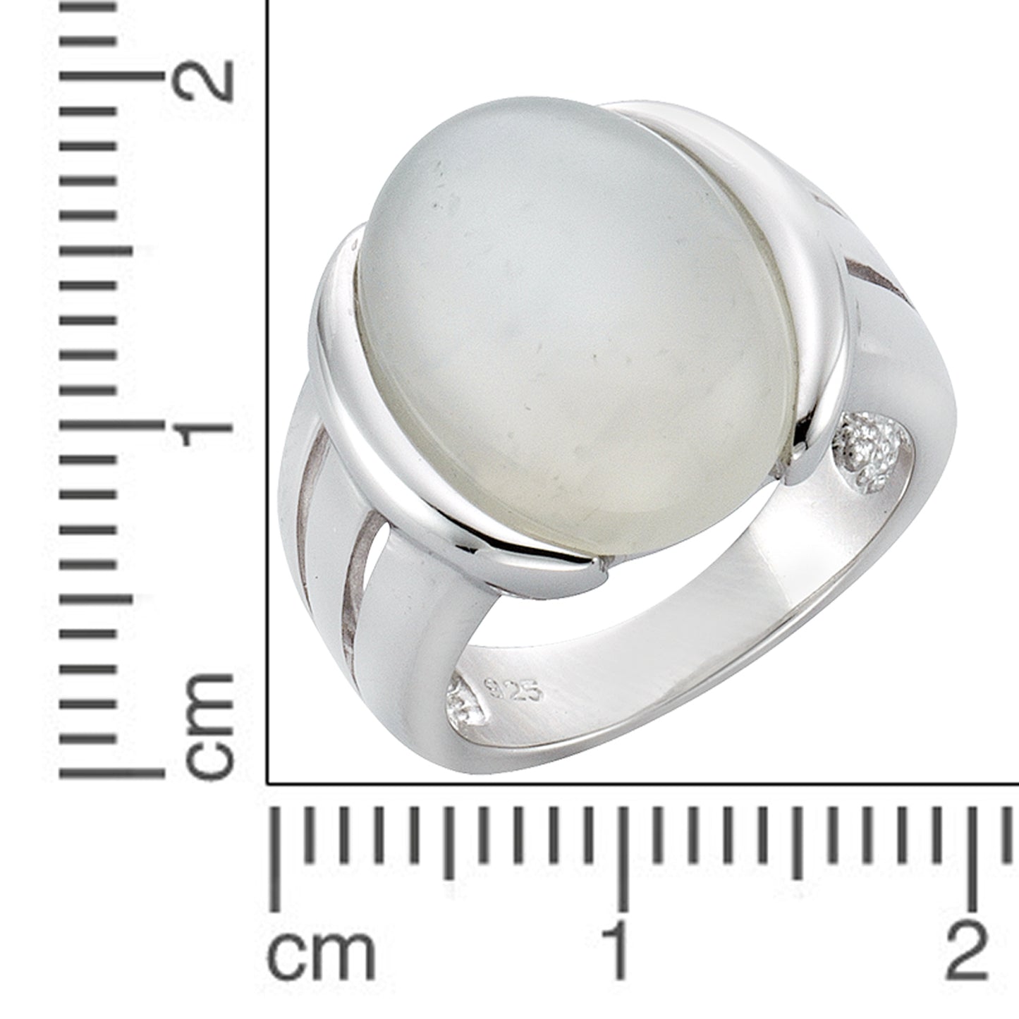 Ring 925/- Sterling Silber rhodiniert Mondstein