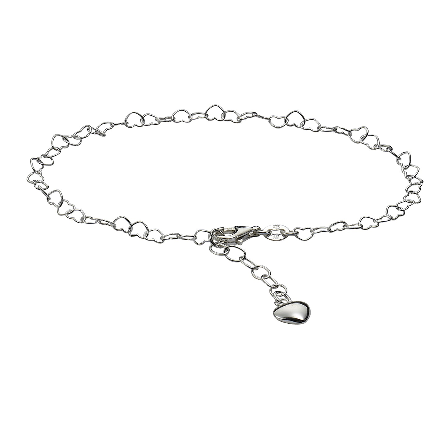 Fusskette Ankerkette aus Herzen 925/- Sterling Silber ohne 26,0cm ohne