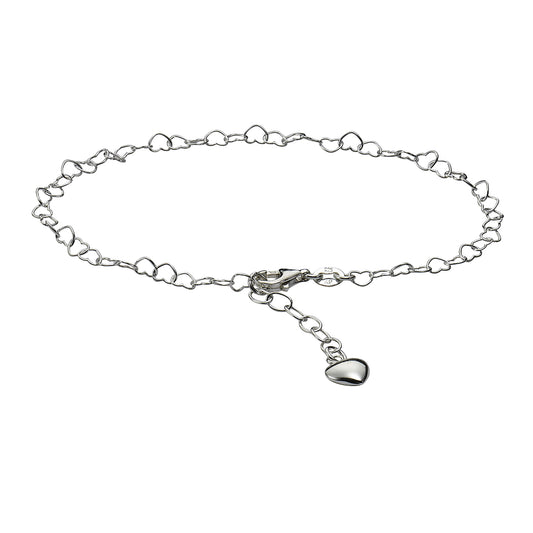 Fusskette Ankerkette aus Herzen 925/- Sterling Silber ohne 26,0cm ohne