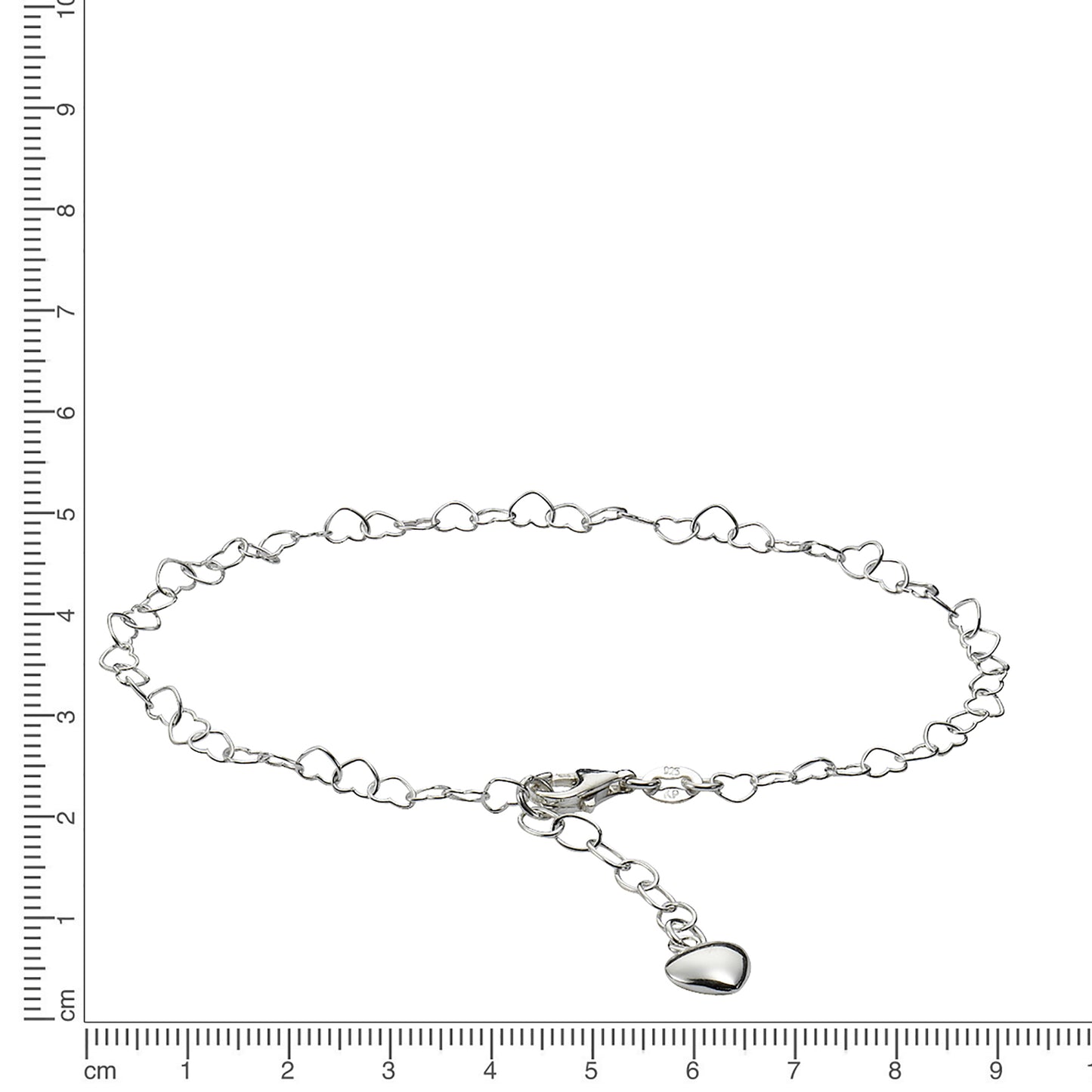 Fusskette Ankerkette aus Herzen 925/- Sterling Silber ohne 26,0cm ohne