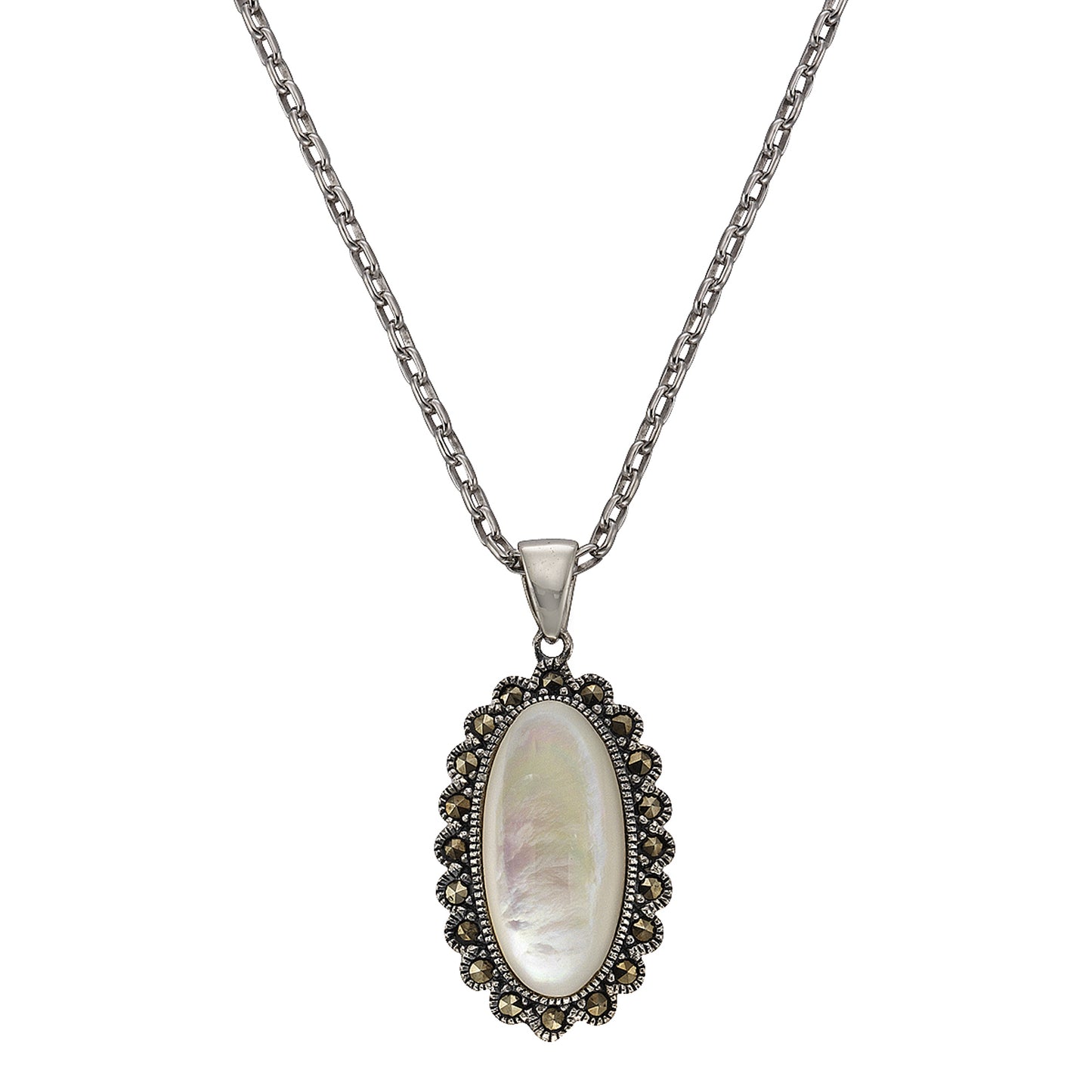 Halskette Ankerkette 925/- Sterling Silber oxydiert 45cm Markasit