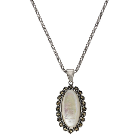 Halskette Ankerkette 925/- Sterling Silber oxydiert 45cm Markasit