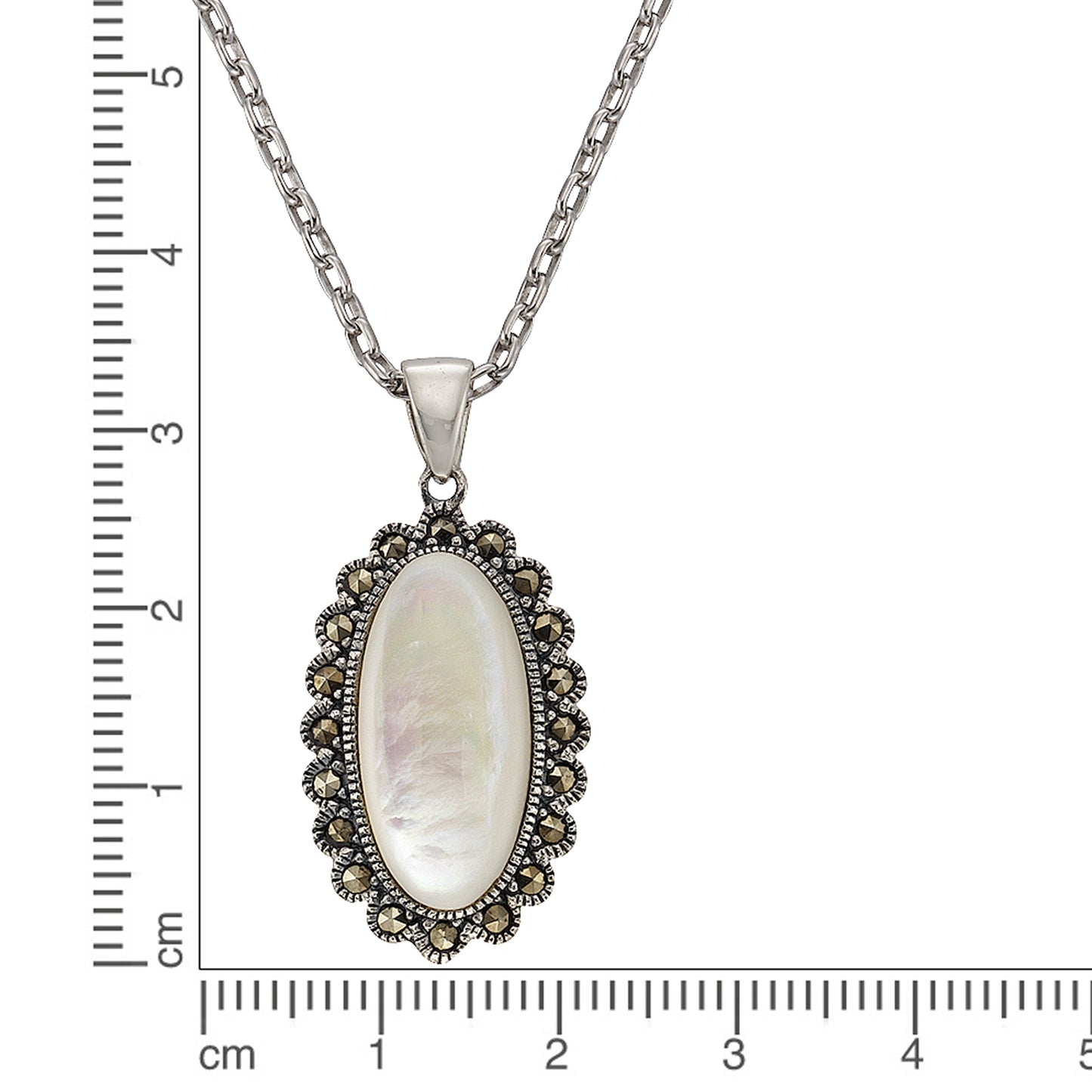 Halskette Ankerkette 925/- Sterling Silber oxydiert 45cm Markasit