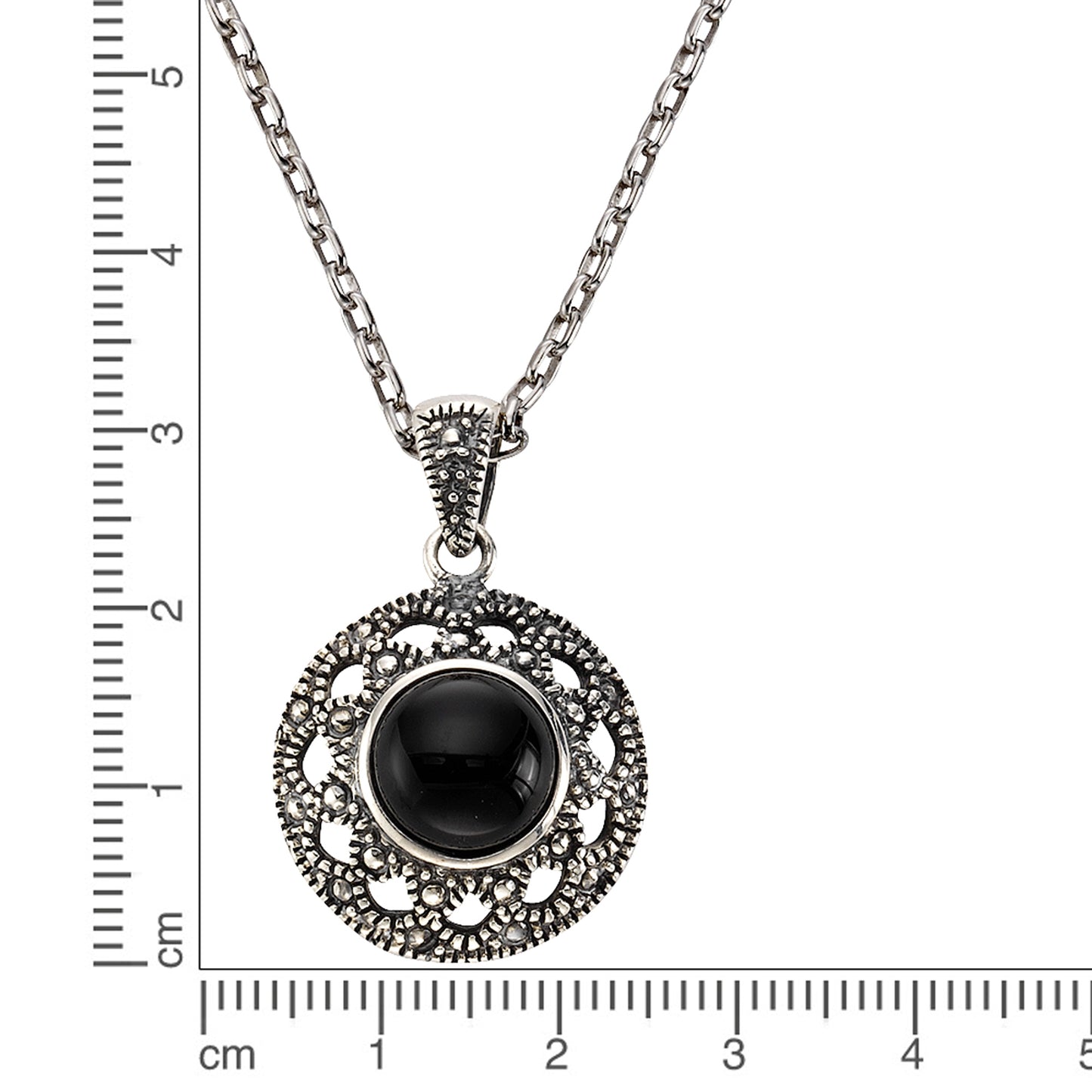 Halskette Ankerkette 925/- Sterling Silber rhodiniert (teil) 45 cm Achat