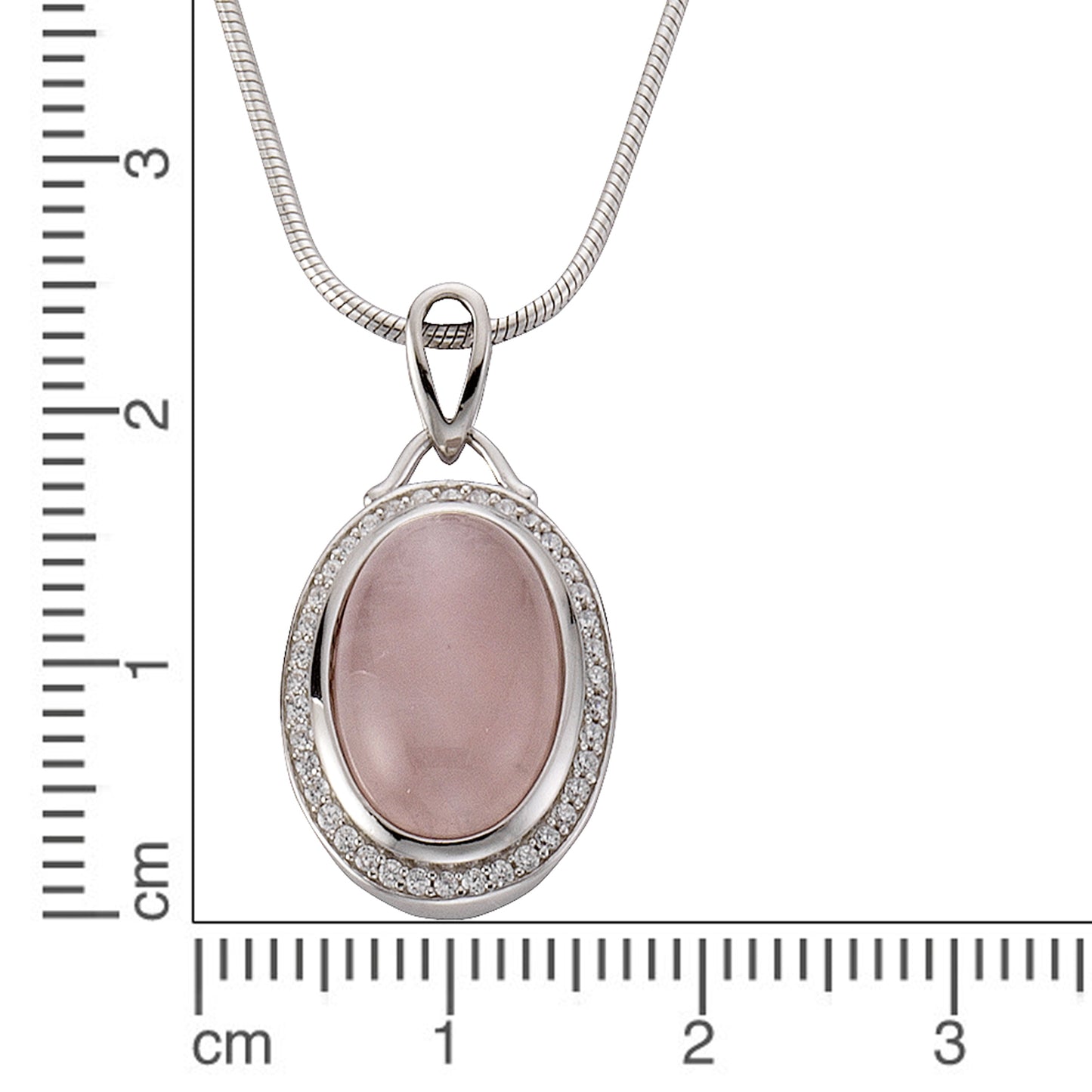 Halskette Schlangenkette 925/- Sterling Silber rhodiniert 47,0cm Rosenquarz