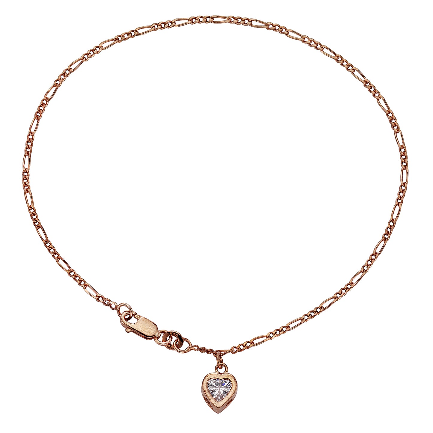 Fußkette keine / nicht relevant 925/- Sterling Silber rotvergoldet 25cm Zirkonia