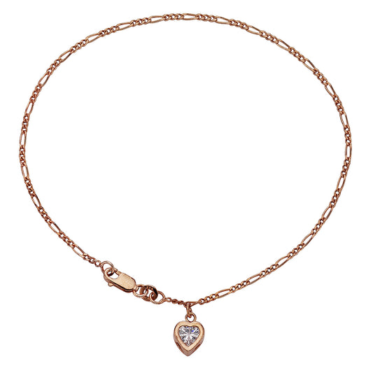 Fußkette keine / nicht relevant 925/- Sterling Silber rotvergoldet 25cm Zirkonia