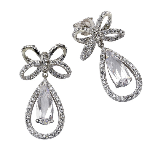 Ohrhänger 925/- Sterling Silber rhodiniert 2,9cm Zirkonia