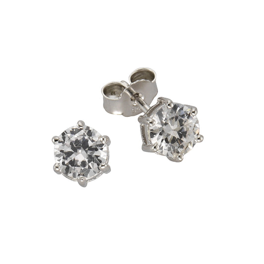 Ohrstecker 925/- Sterling Silber rhodiniert 0,6cm Zirkonia