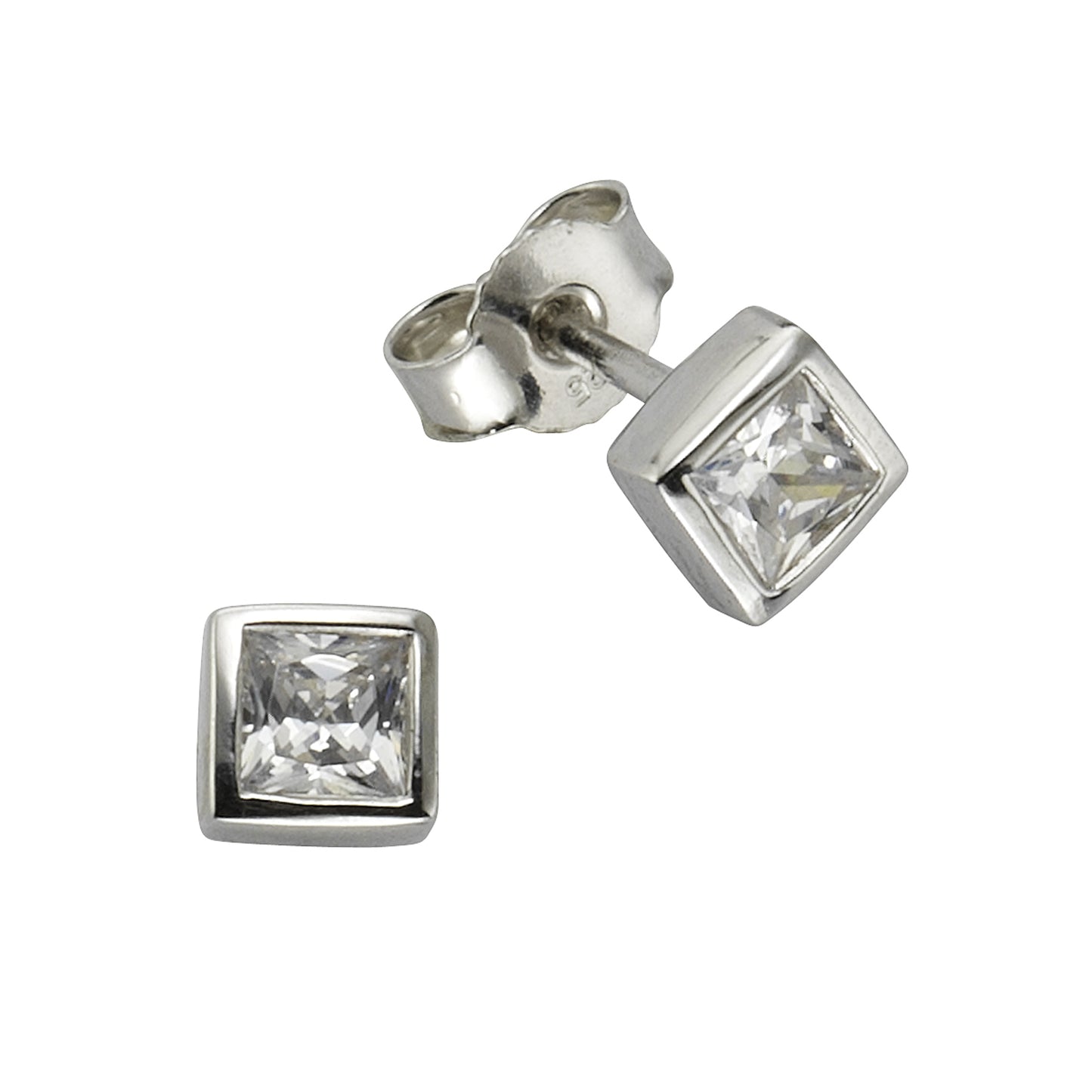 Ohrringe 925/- Sterling Silber rhodiniert 0,5cm Zirkonia