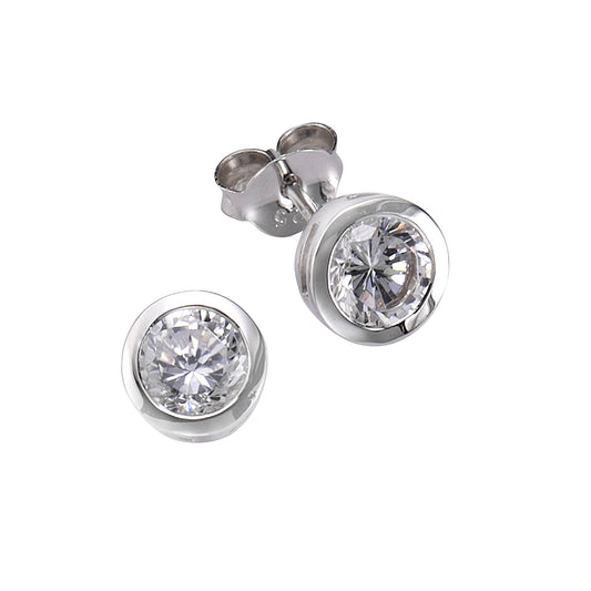 Ohrringe 925/- Sterling Silber rhodiniert 0,6cm Zirkonia