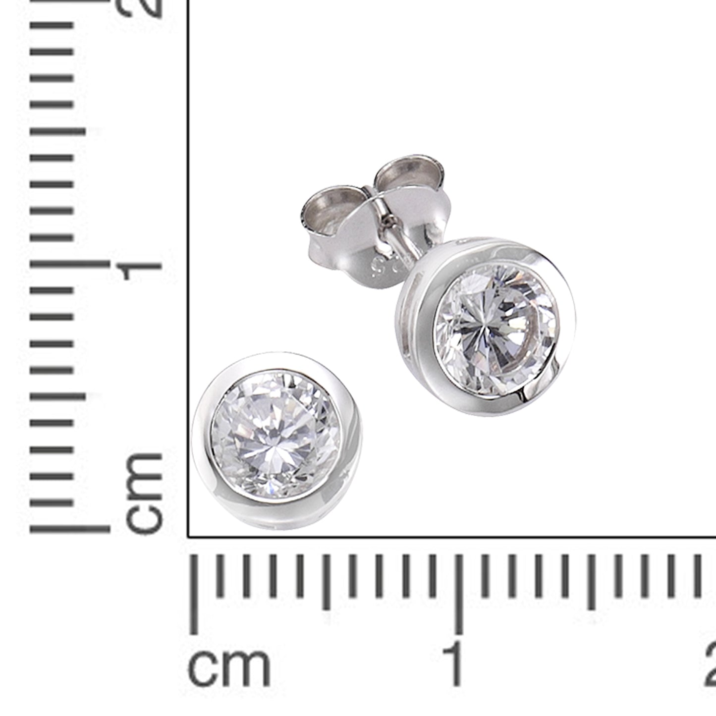 Ohrringe 925/- Sterling Silber rhodiniert 0,6cm Zirkonia