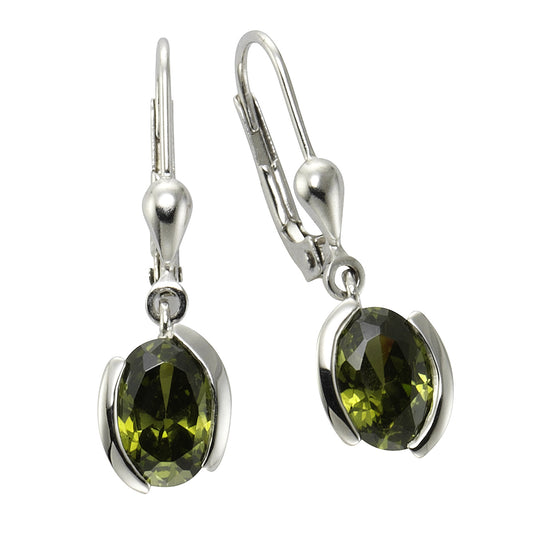 Ohrringe 925/- Sterling Silber rhodiniert 2,6cm Zirkonia