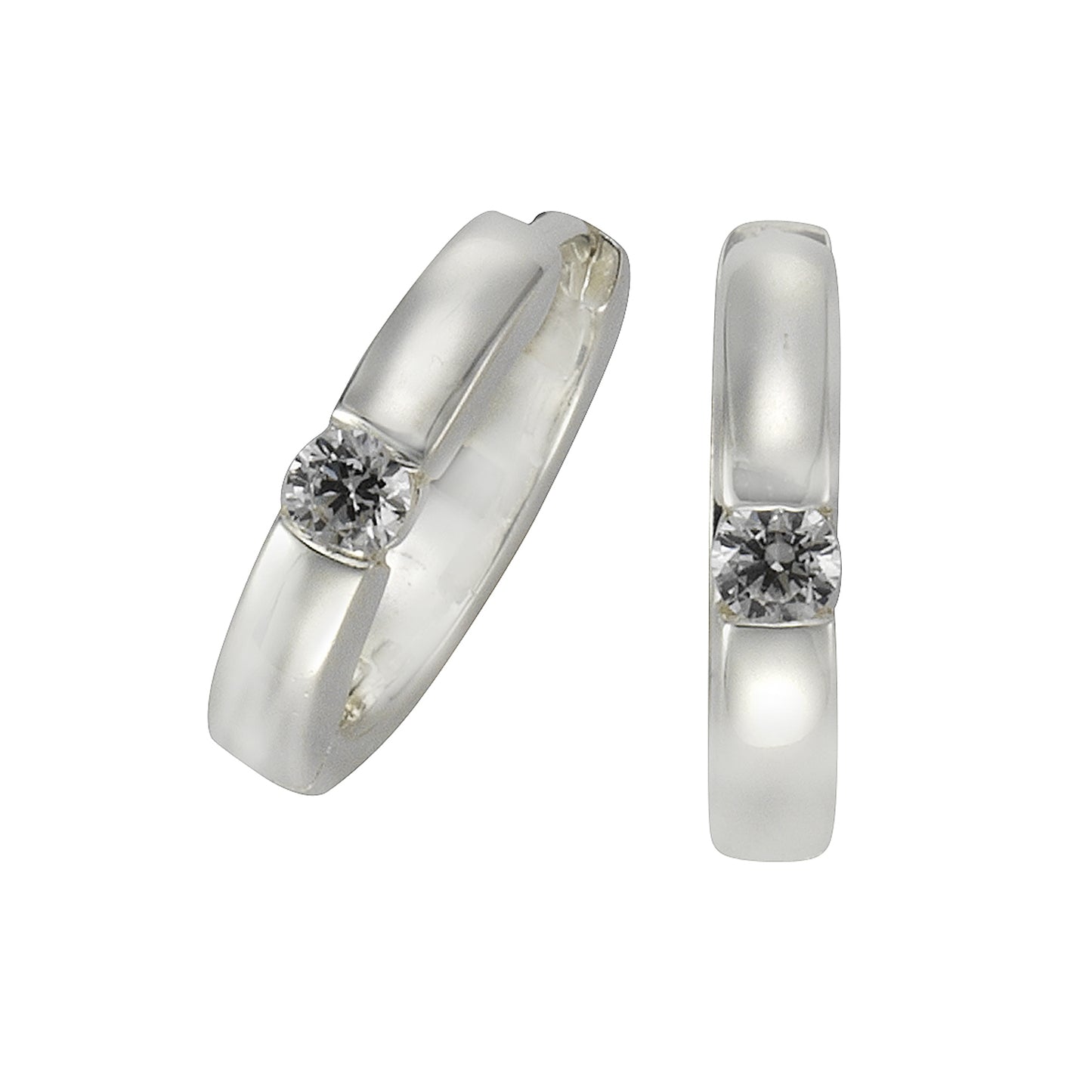 Creolen 925/- Sterling Silber rhodiniert 1,6cm Zirkonia