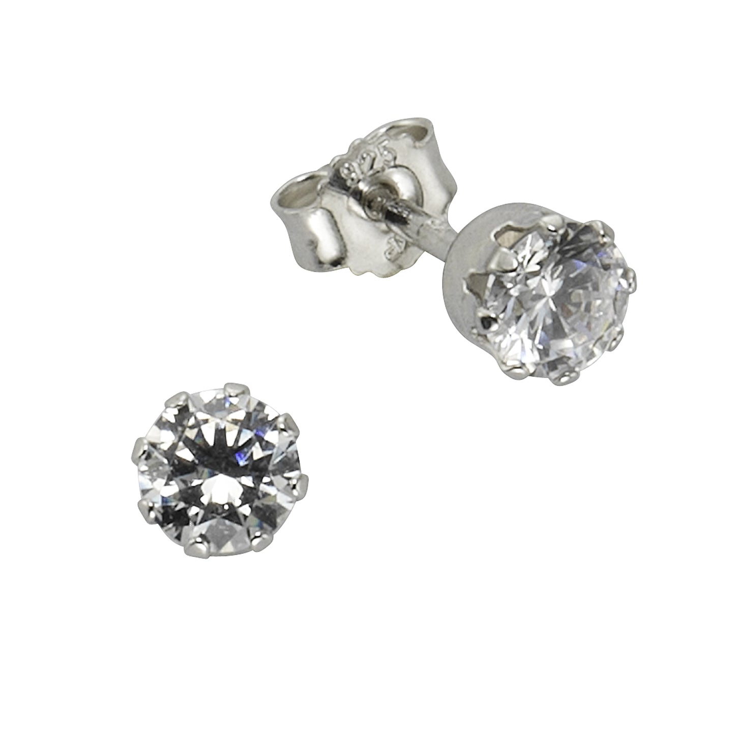 Ohrstecker 925/- Sterling Silber rhodiniert 0,5cm Zirkonia