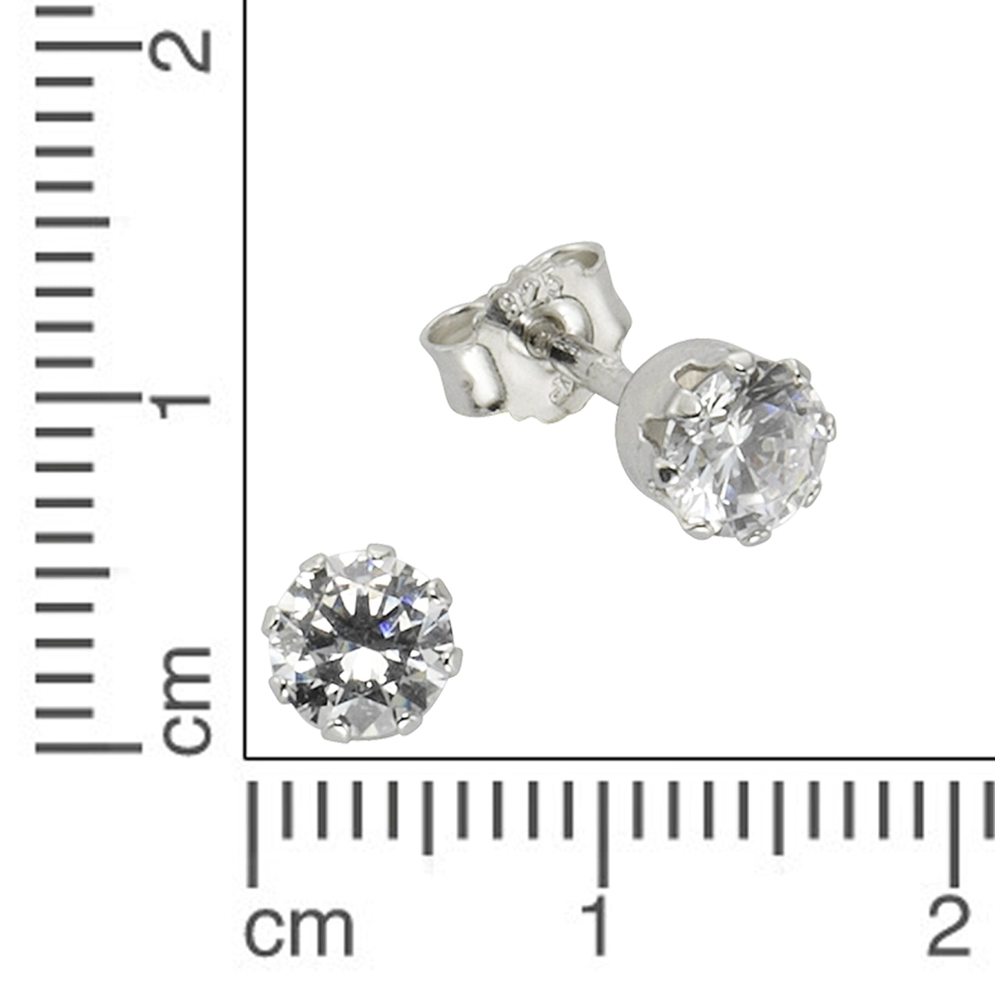 Ohrstecker 925/- Sterling Silber rhodiniert 0,5cm Zirkonia