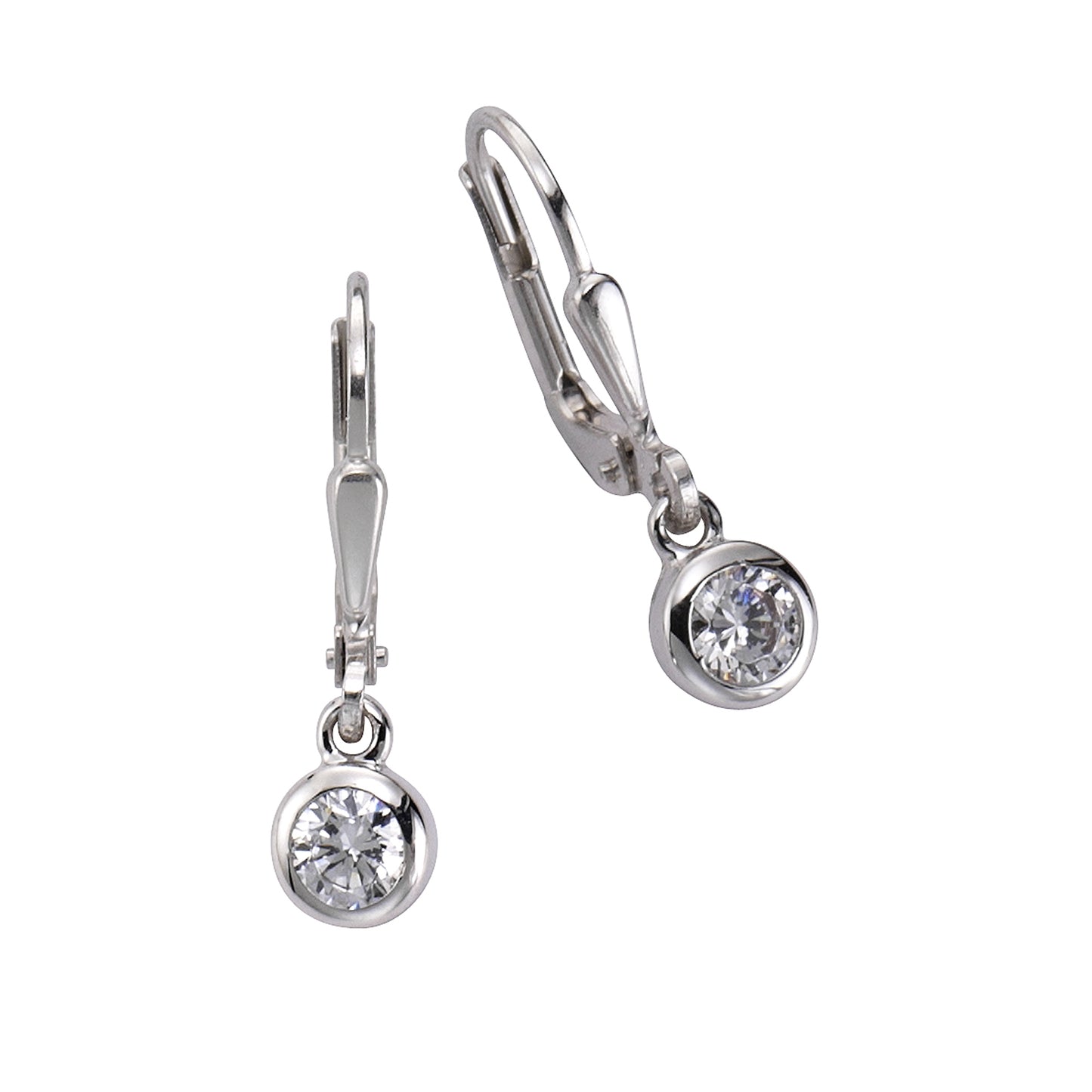 Ohrringe 925/- Sterling Silber rhodiniert 2cm Zirkonia