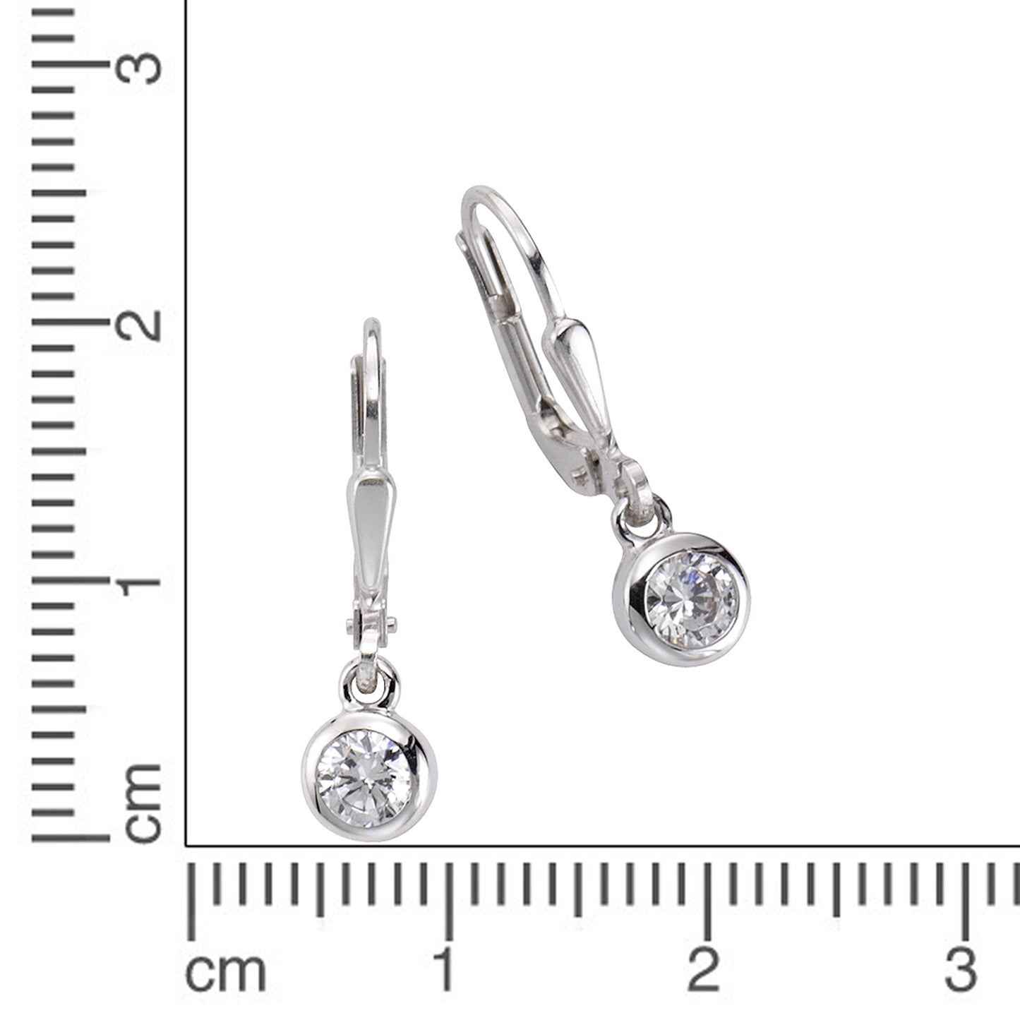 Ohrringe 925/- Sterling Silber rhodiniert 2cm Zirkonia