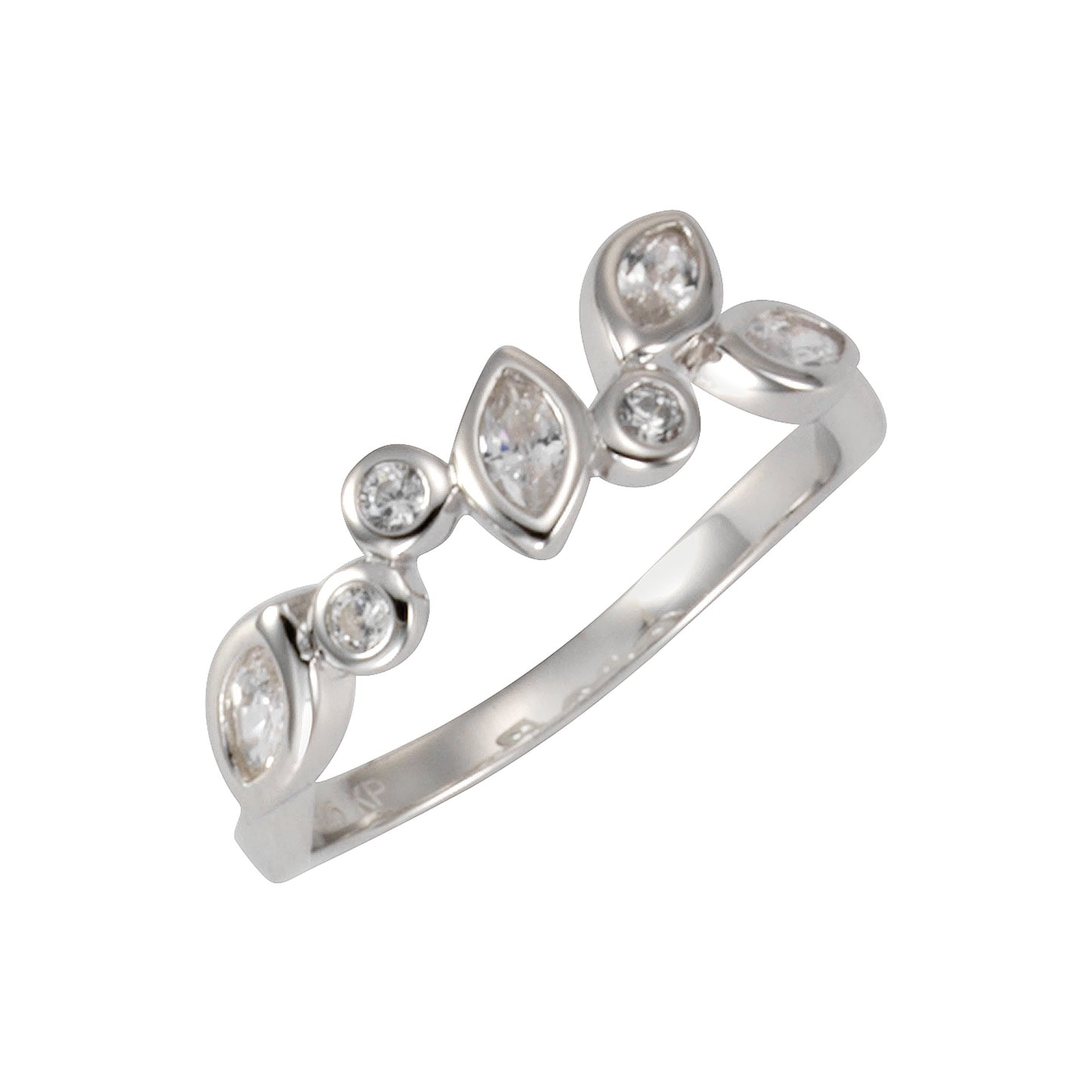 Ring 925/- Sterling Silber rhodiniert Zirkonia