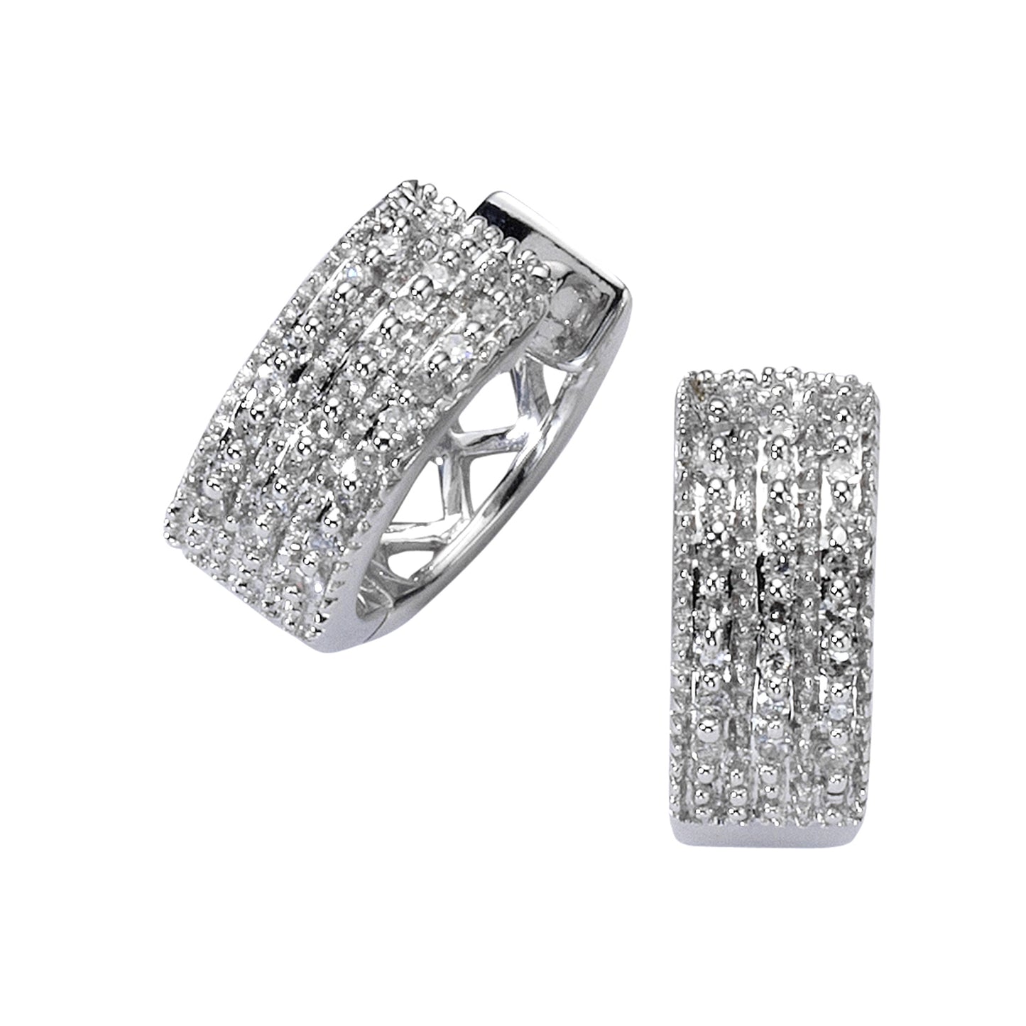 Ohrringe 585/- Gold rhodiniert 1,3cm Diamant 0,25ct.