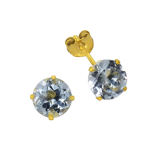 Ohrringe 333/- Gold 0,5cm Blautopas beh.