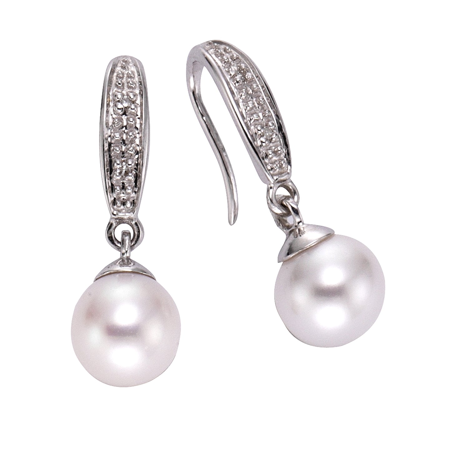 Ohrringe 333/- Gold rhodiniert 2,2cm Diamant 0,01ct.