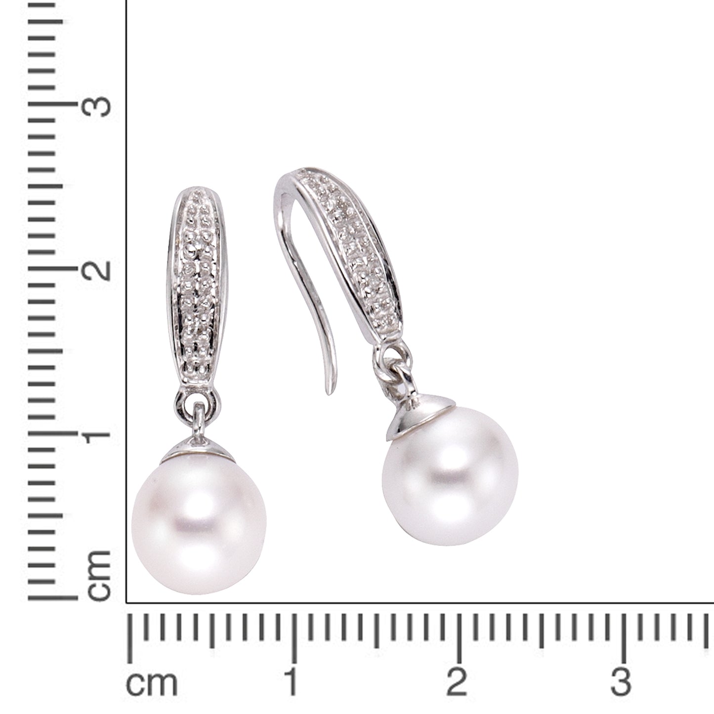 Ohrringe 333/- Gold rhodiniert 2,2cm Diamant 0,01ct.