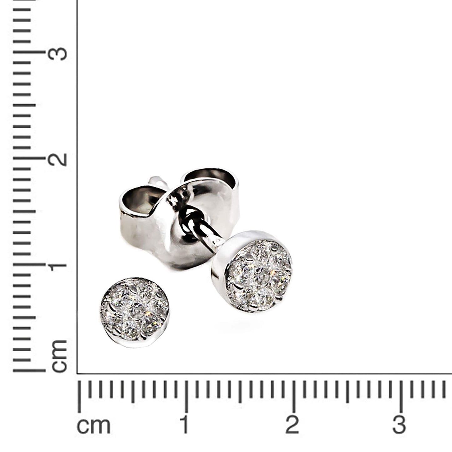 Ohrstecker 333/- Gold rhodiniert (teil) 0,4cm Brillant 0,12ct.