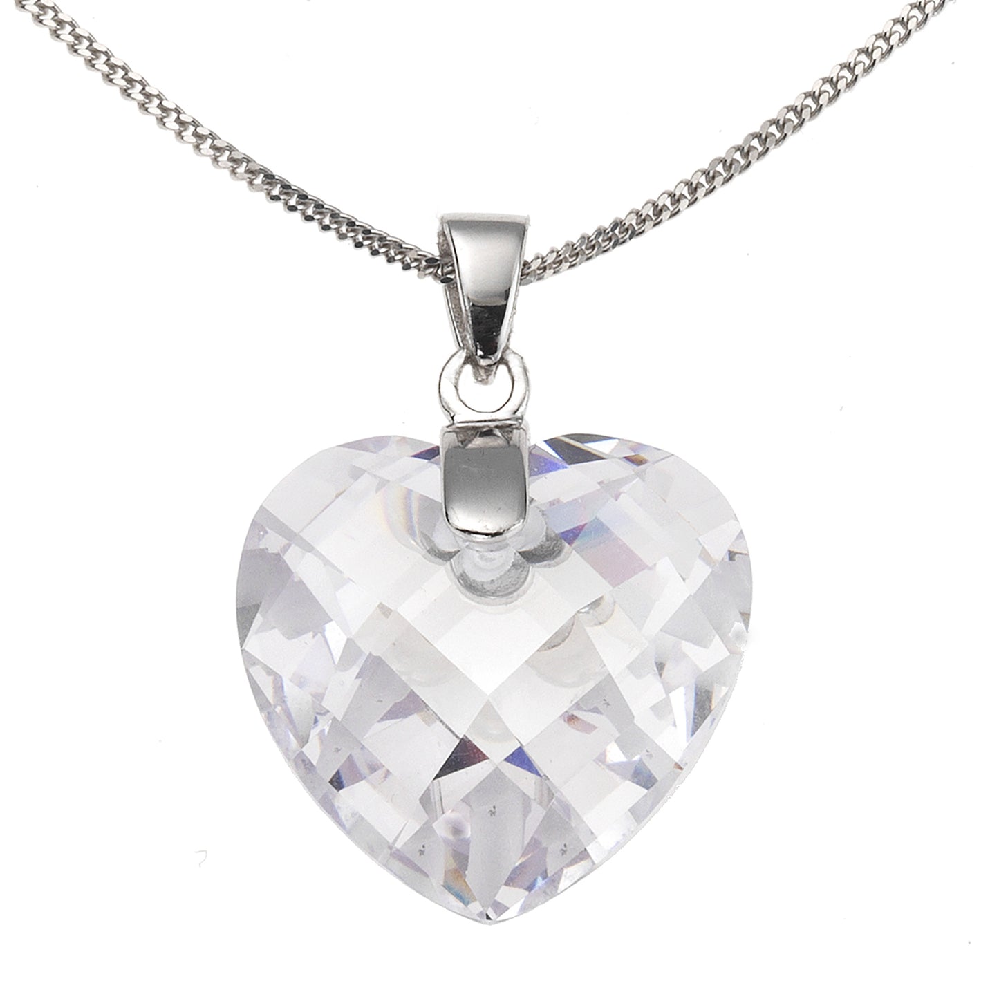 Anhänger mit Kette Panzerkette 925/- Sterling Silber rhodiniert 45cm Zirkonia